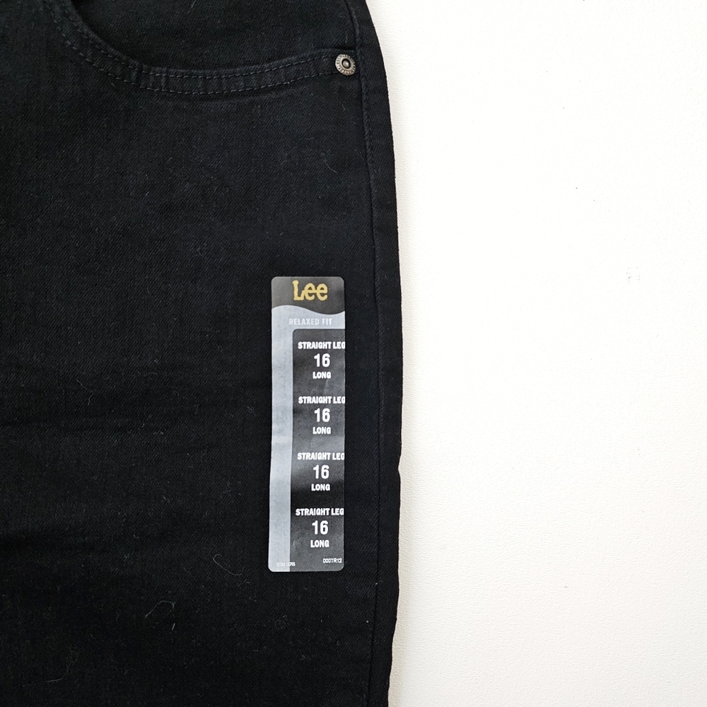 Lee Women’s Relaxed Fit Straight Leg Jeans Black Onyx Size 16 Long Mid Rise NWT - Picture 5 of 14